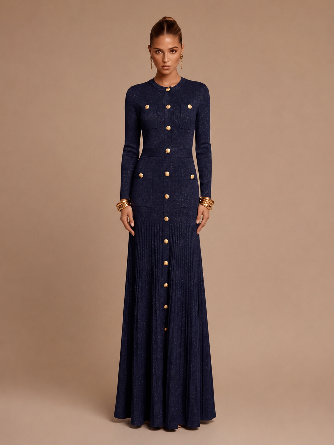 Sheer Knit Slim Maxi Dress