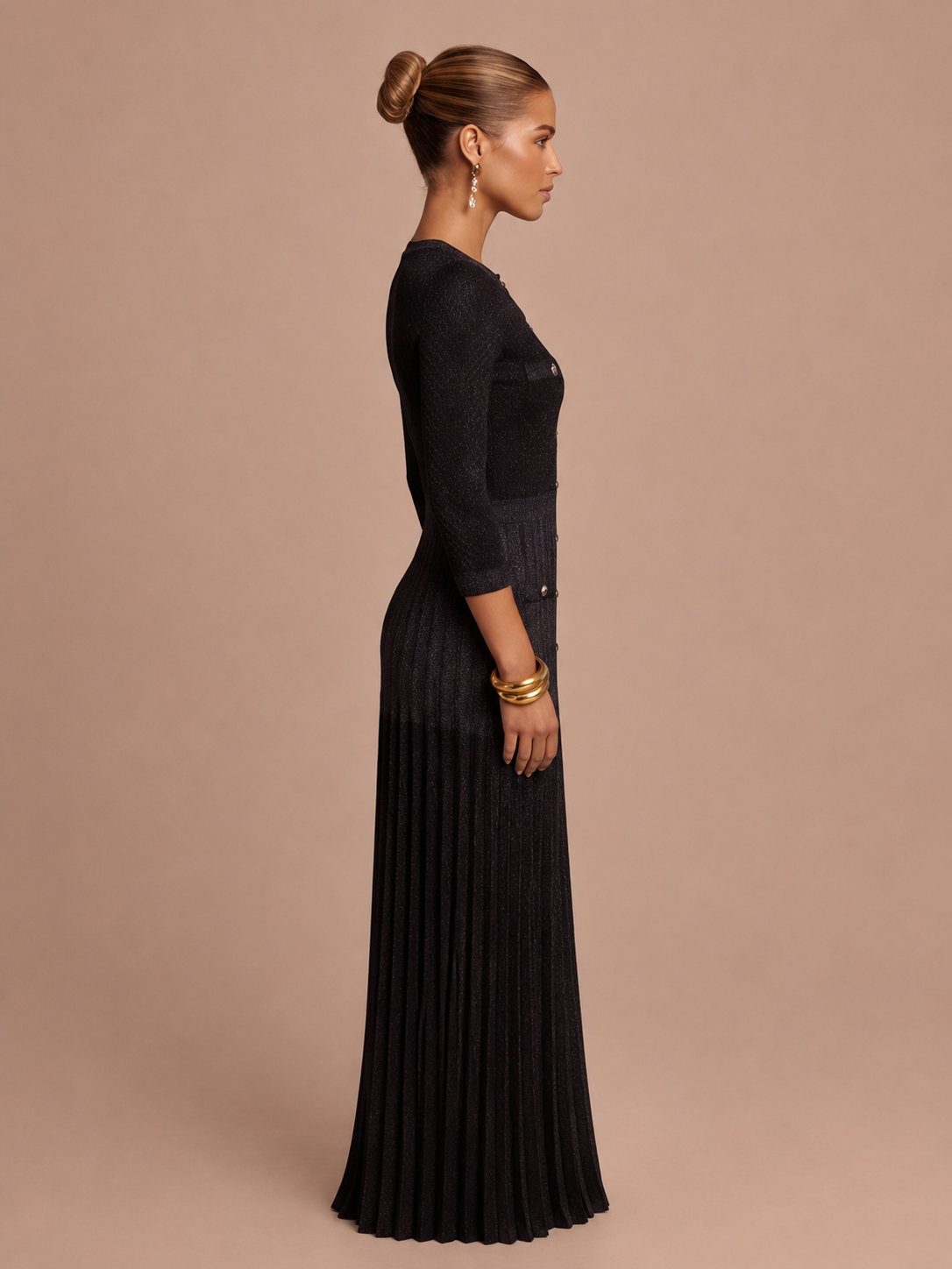 Sheer Knit Slim Maxi Dress