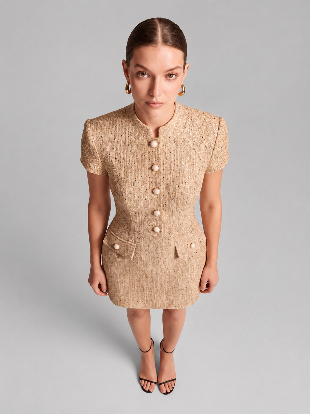 Gold Collared Mini Dress