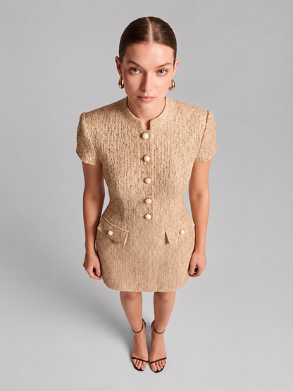 Gold Collared Mini Dress