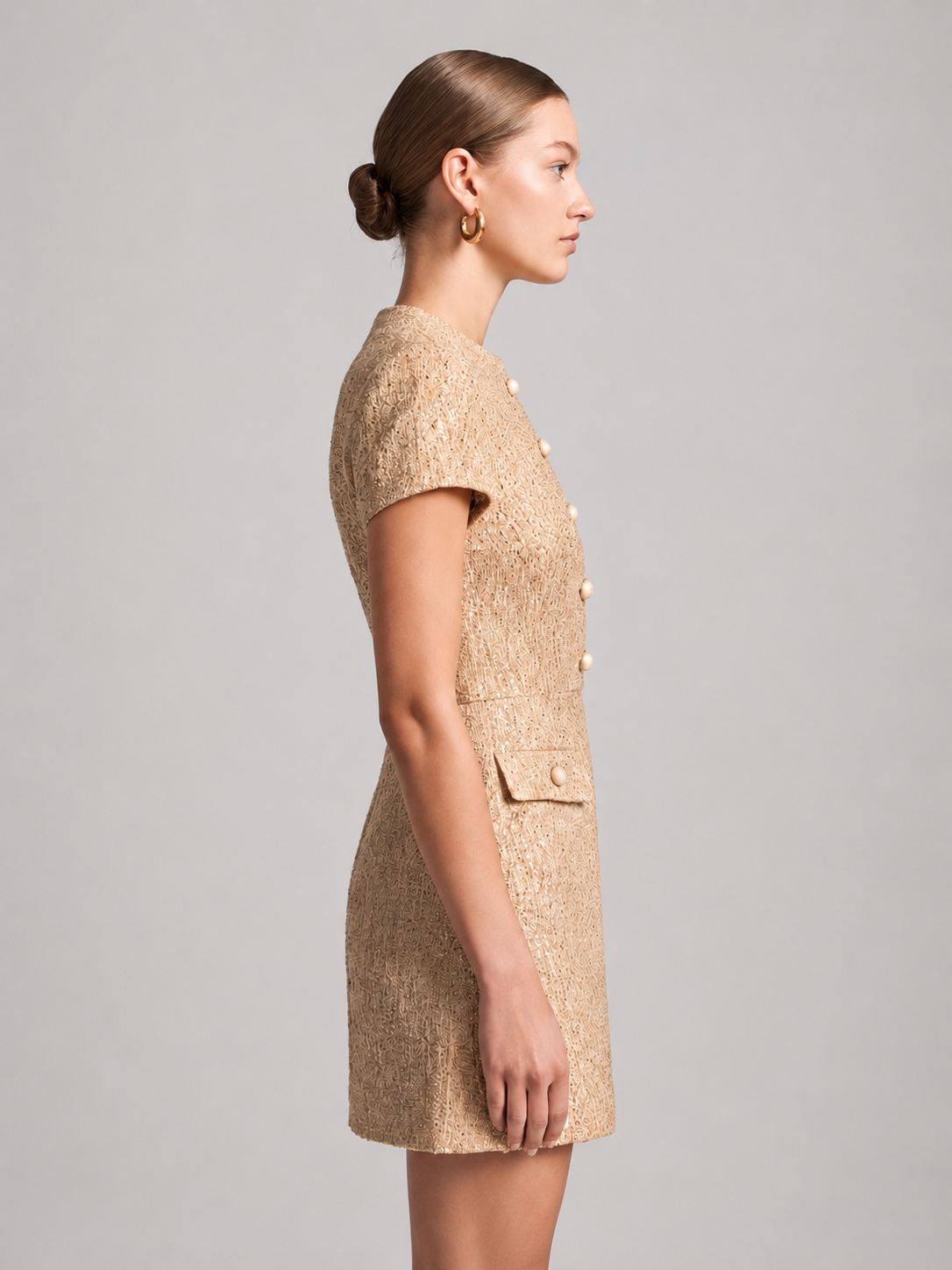 Gold Collared Mini Dress