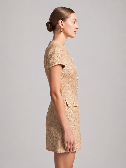 Gold Collared Mini Dress