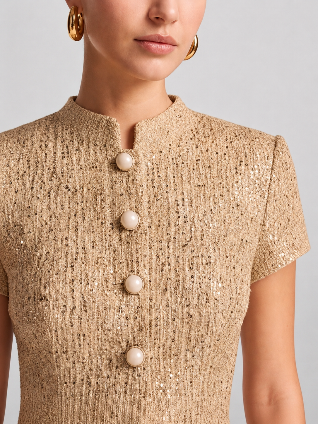 Gold Collared Mini Dress