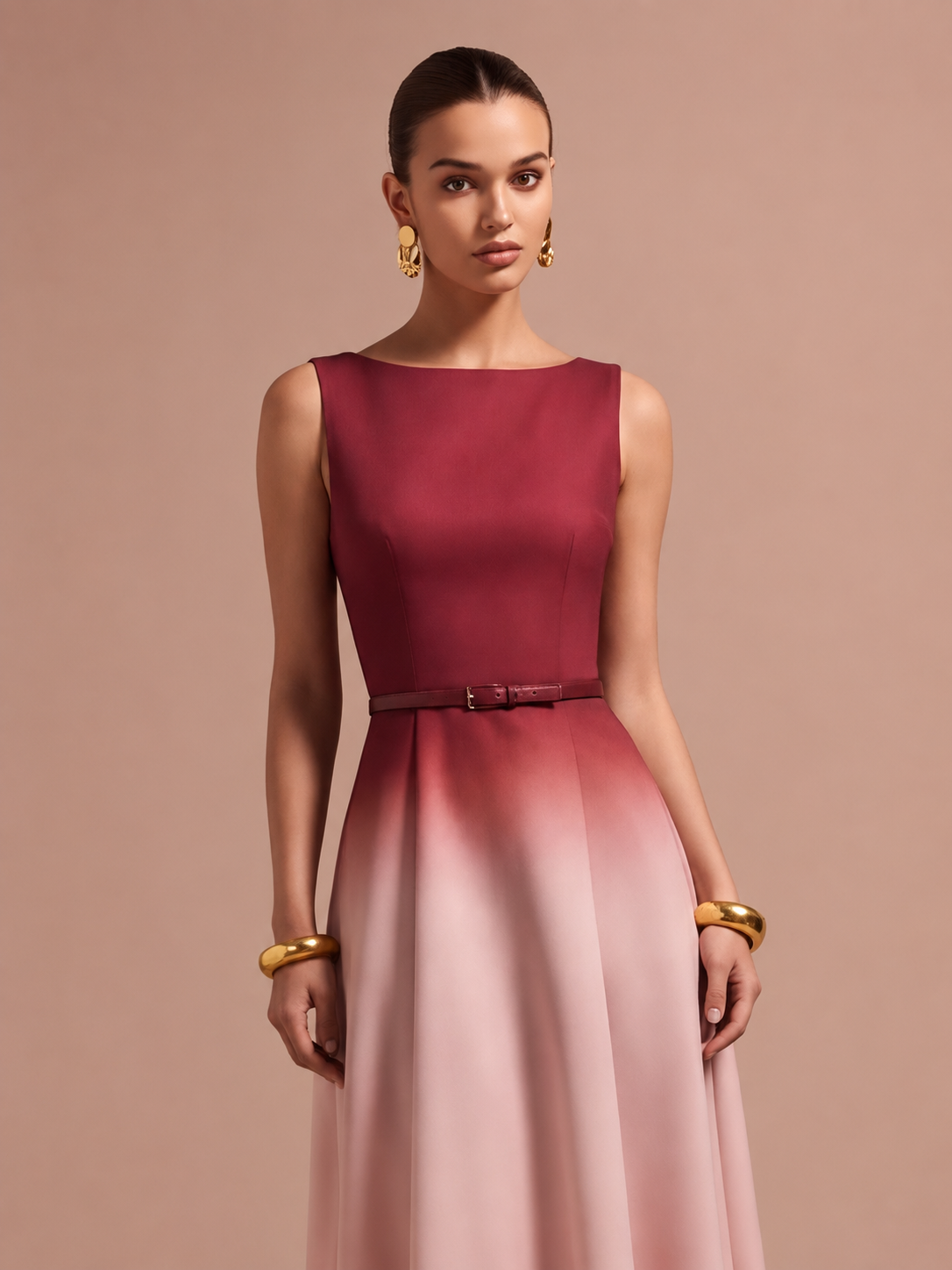 Ombre Flared Midi Dress