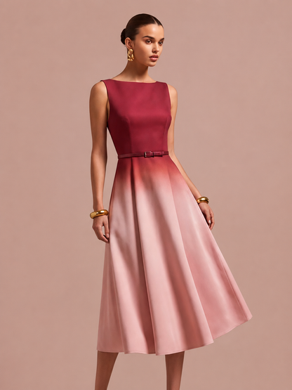 Ombre Flared Midi Dress