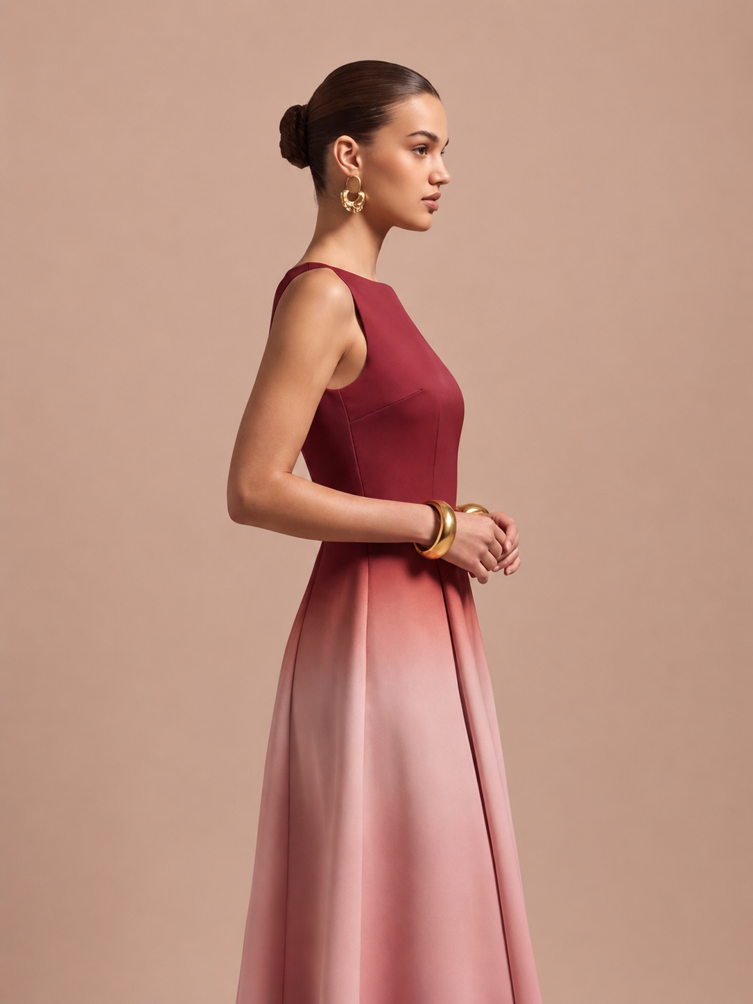 Ombre Flared Midi Dress
