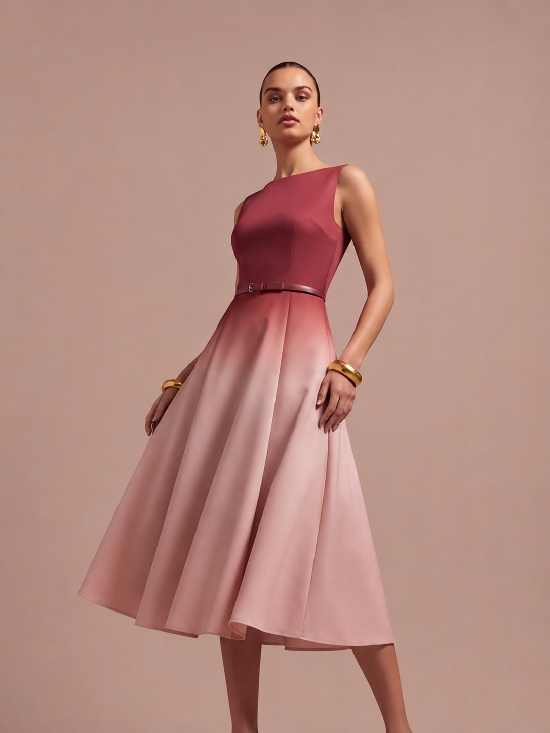Ombre Flared Midi Dress