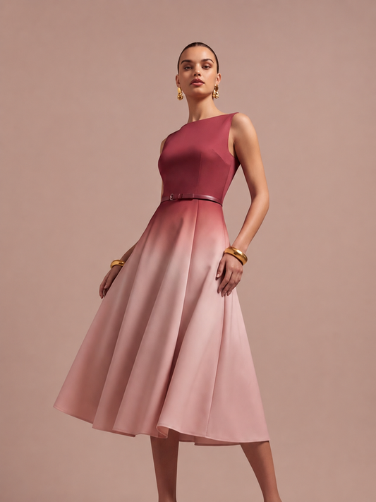 Ombre Flared Midi Dress