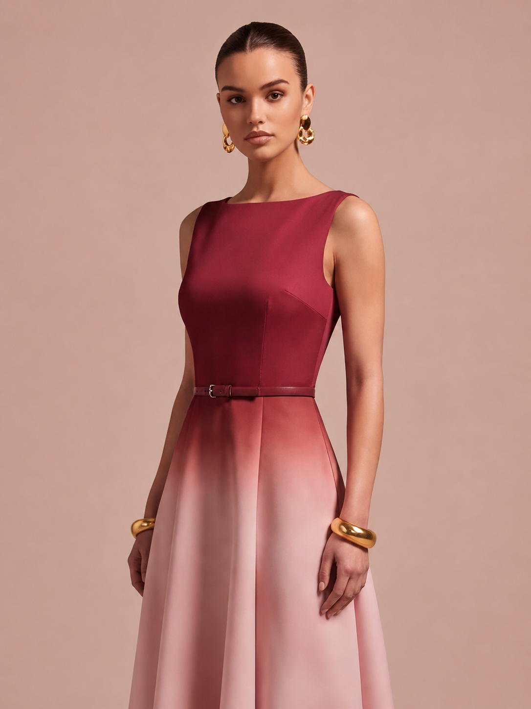 Ombre Flared Midi Dress