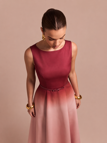 Ombre Flared Midi Dress
