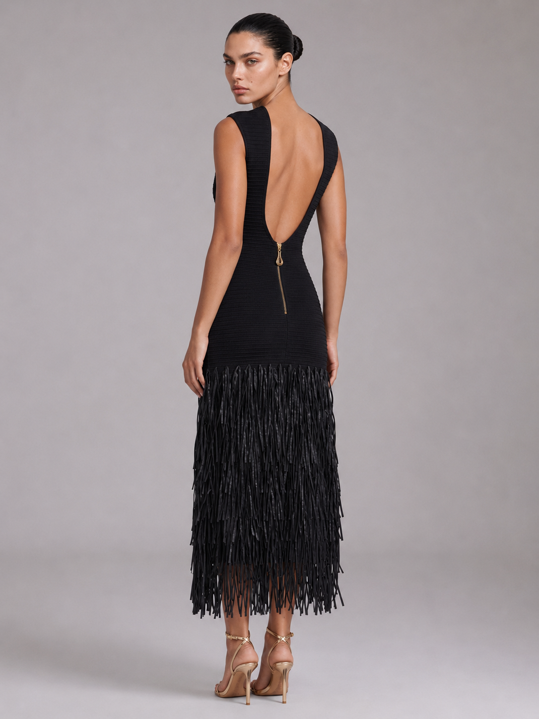 Sleeveless Tassel Evening Dress
