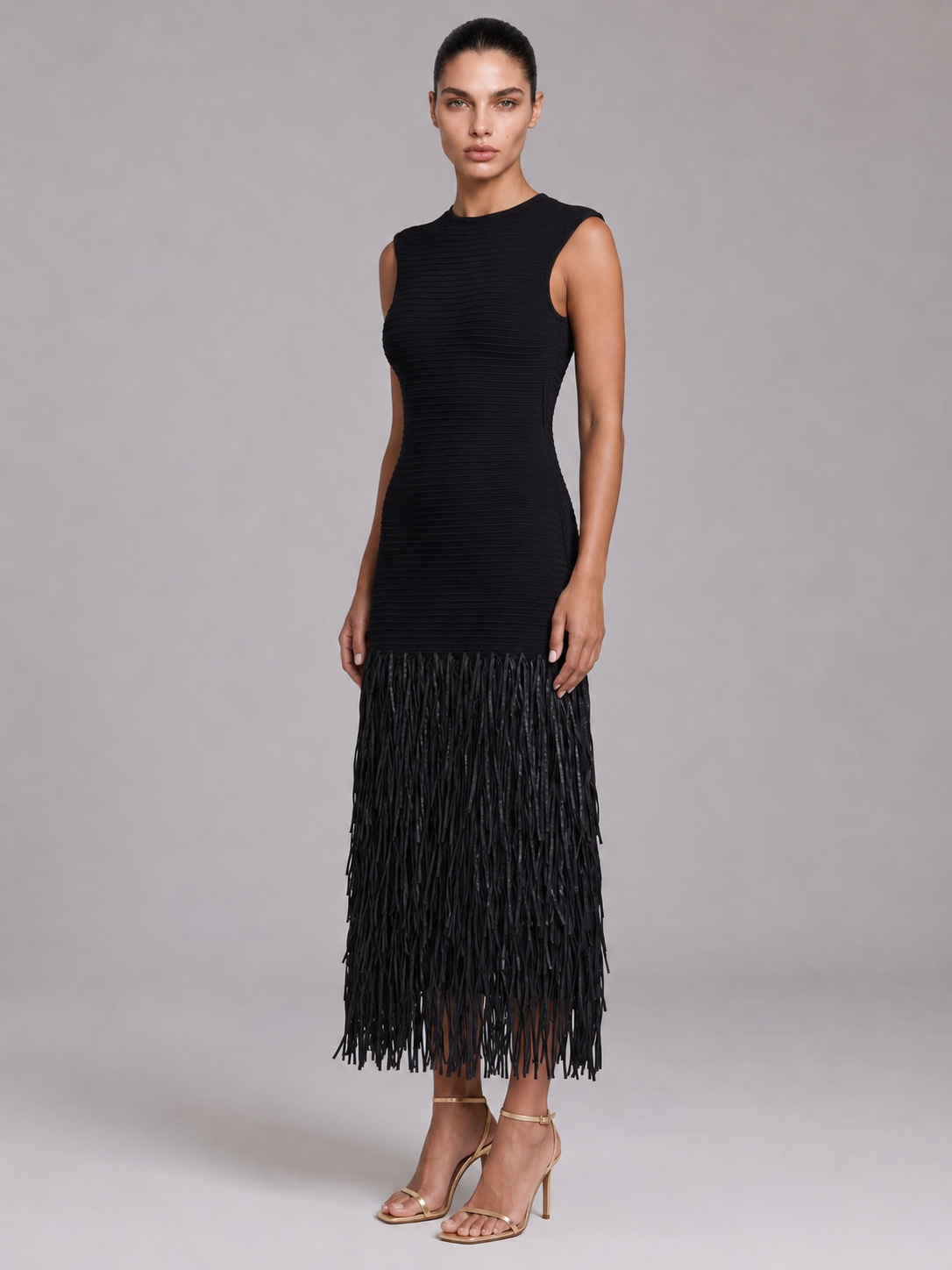 Sleeveless Tassel Evening Dress