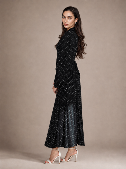 Polka Dot Collared Maxi Dress