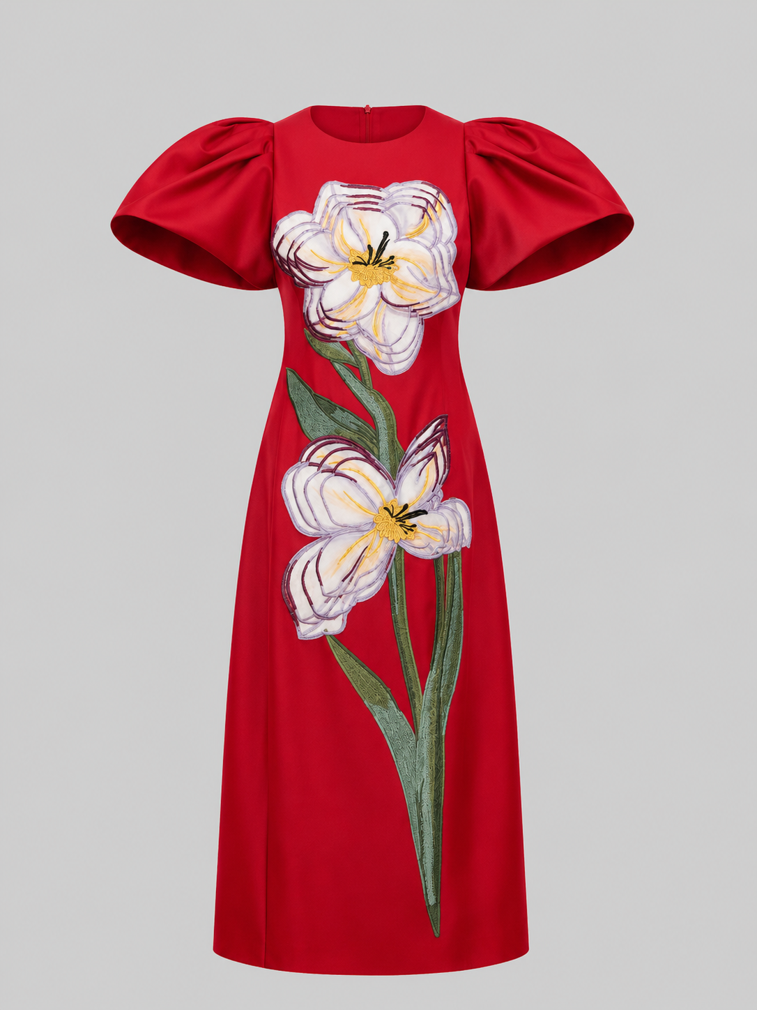 3D Floral Appliqué Maxi Dress