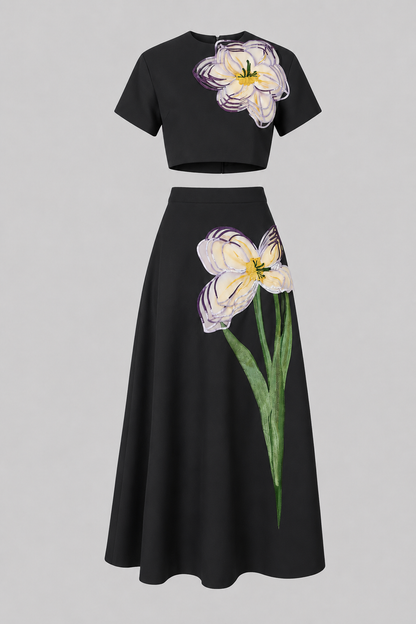 Floral Crop Top & Maxi Skirt Set