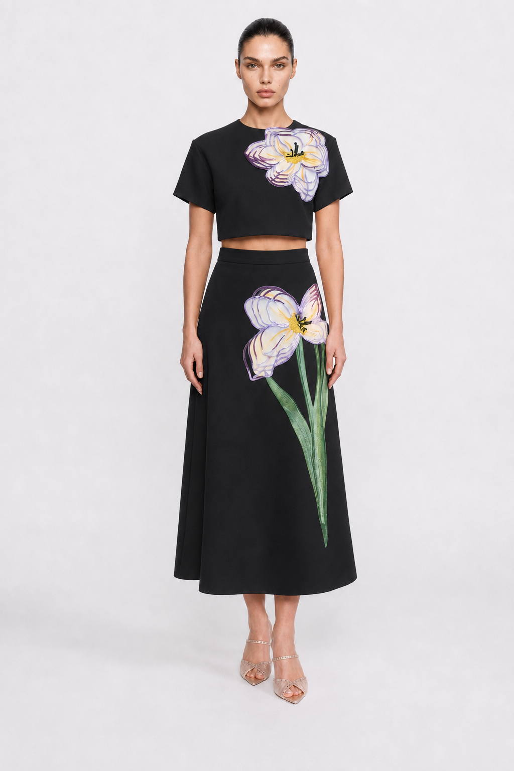 Floral Crop Top & Maxi Skirt Set