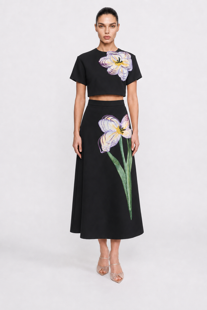Floral Crop Top & Maxi Skirt Set