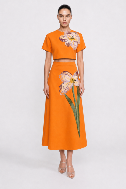 Floral Crop Top & Maxi Skirt Set