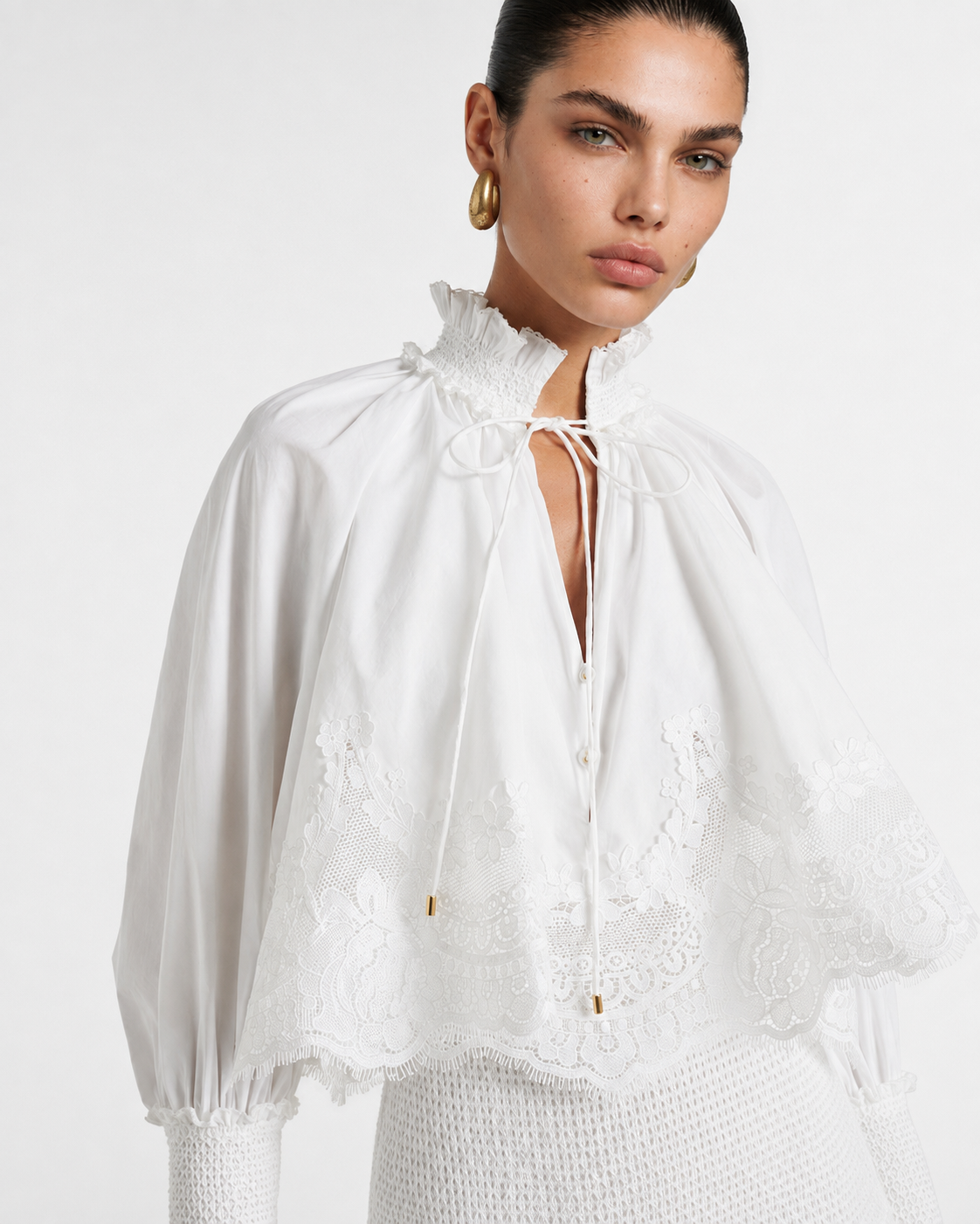 Broderie Trim Cotton Maxi Dress