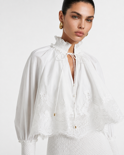 Broderie Trim Cotton Maxi Dress