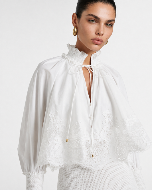 Broderie Trim Cotton Maxi Dress