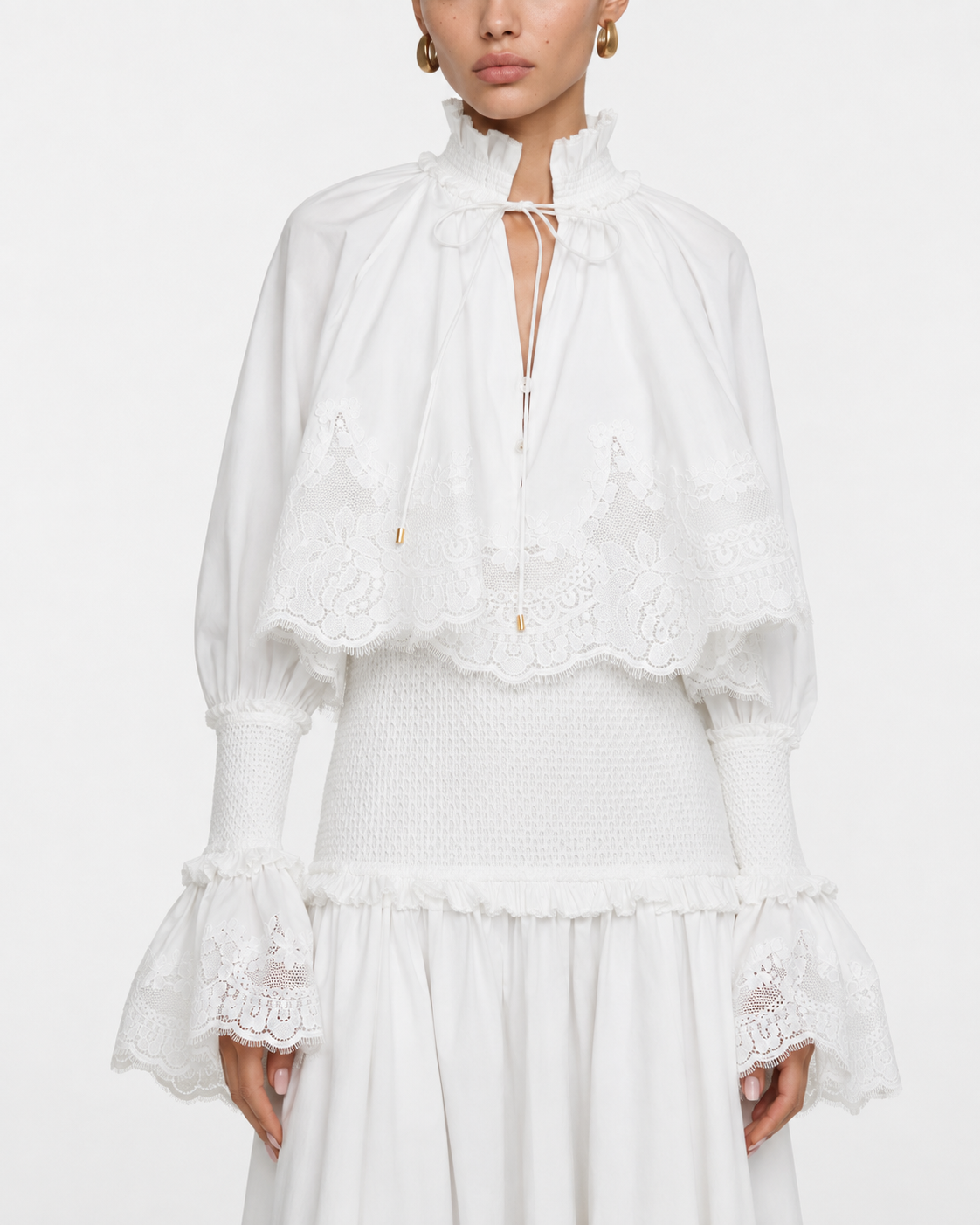 Broderie Trim Cotton Maxi Dress
