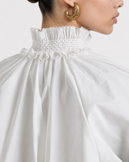 Broderie Trim Cotton Maxi Dress