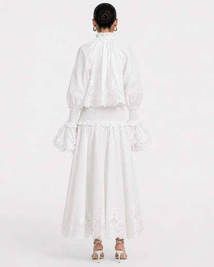 Broderie Trim Cotton Maxi Dress