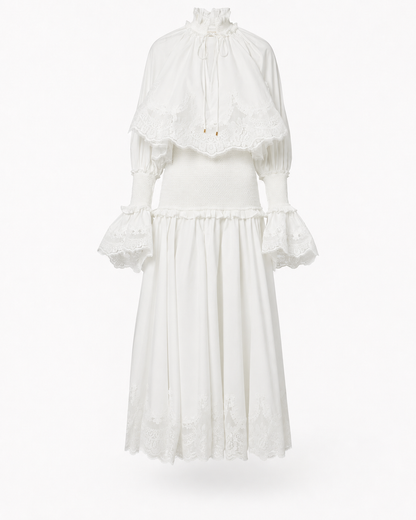 Broderie Trim Cotton Maxi Dress