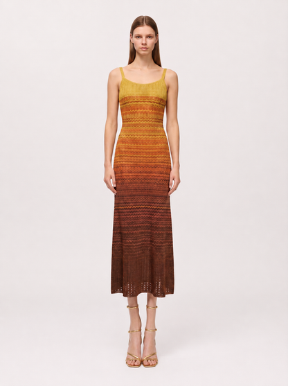 Gradient Pointelle Knit Maxi Dress