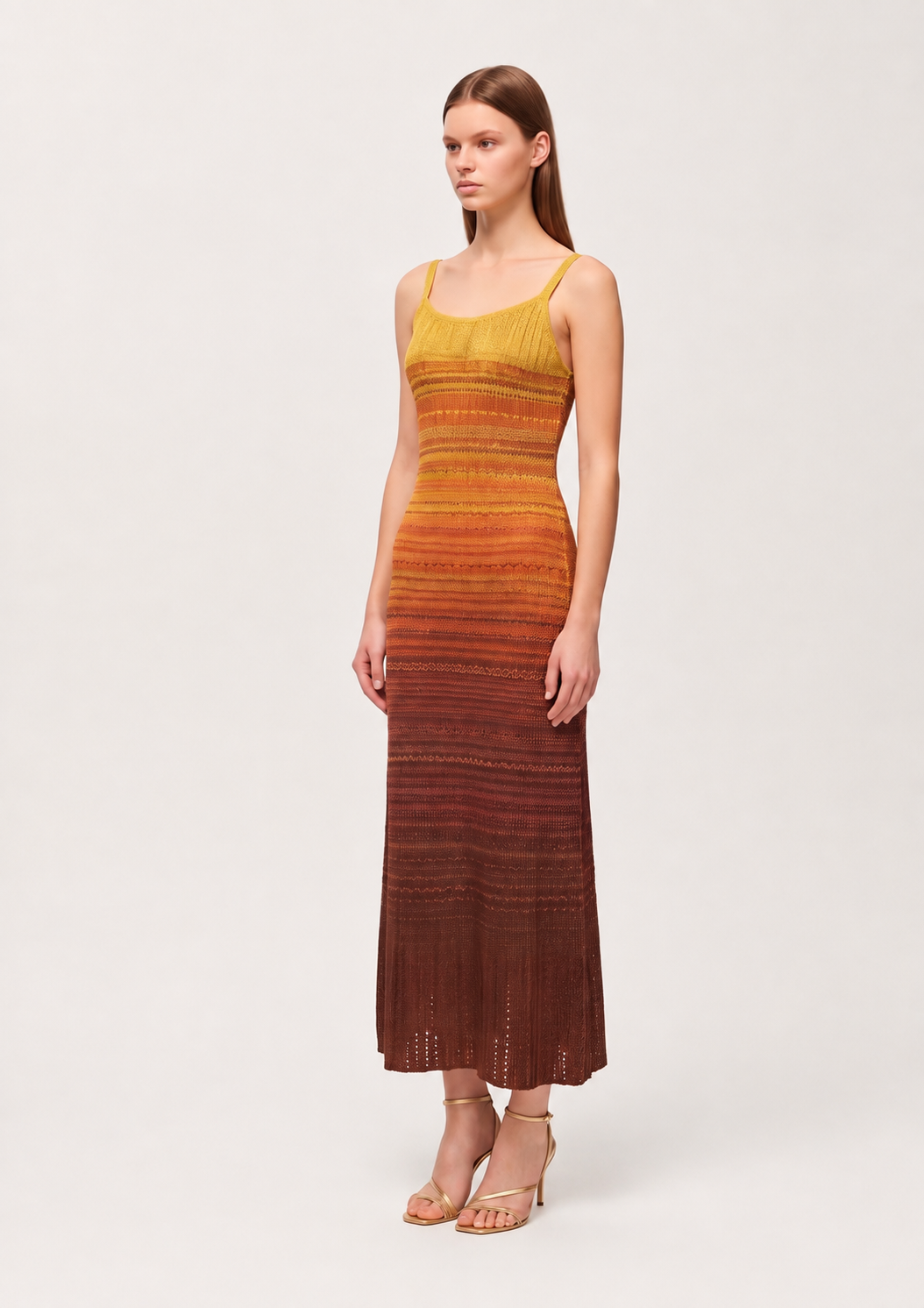 Gradient Pointelle Knit Maxi Dress