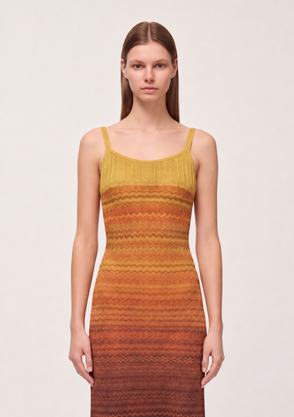 Gradient Pointelle Knit Maxi Dress
