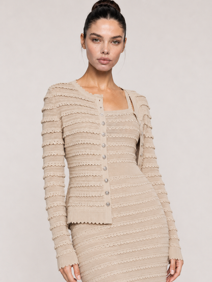 Knit Cardigan Three-Piece Set