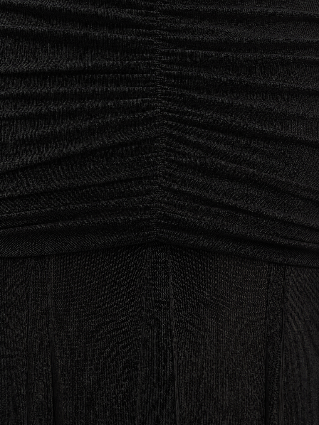 Strapless Pleated Mesh Maxi Dress