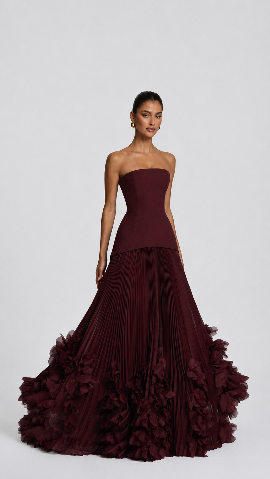 Cherry Strapless Floral Gown