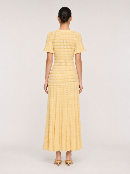 Shimmer Knit Pleated Midi Dress