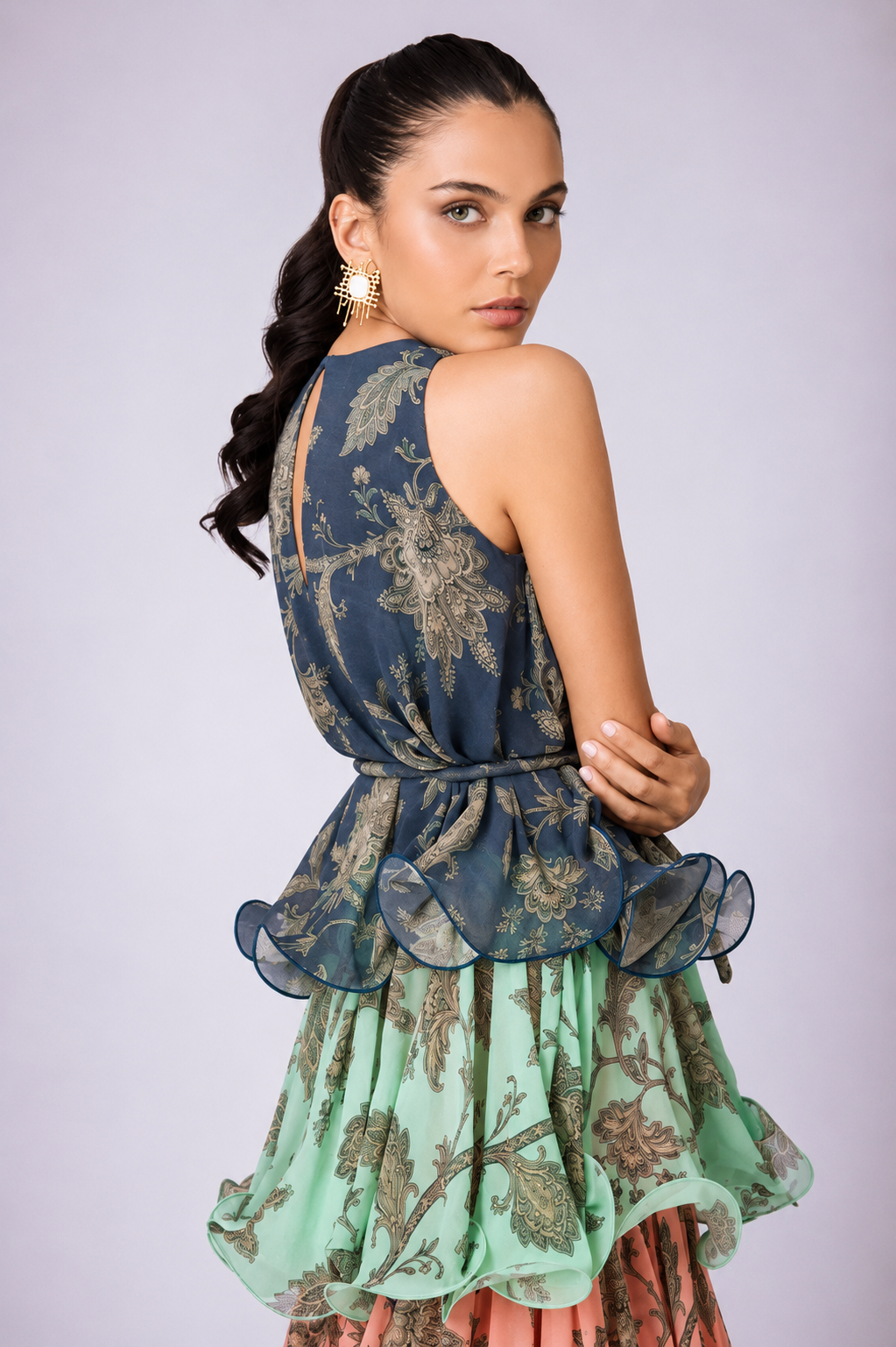 Cynthia Tiered Ruffle Print Maxi Dress