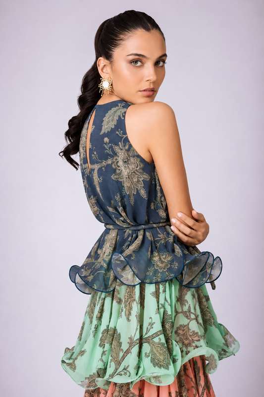 Cynthia Tiered Ruffle Print Maxi Dress