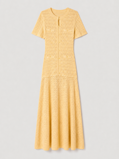 Shimmer Knit Pleated Midi Dress