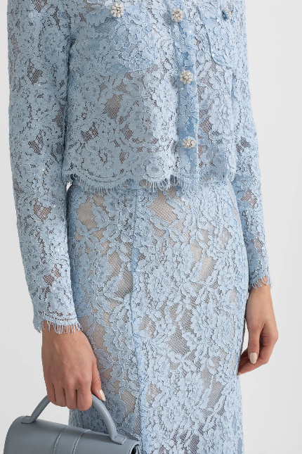 Diamond Embellished Lace Two-Piece Set