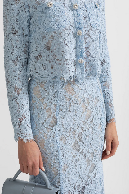 Diamond Embellished Lace Two-Piece Set