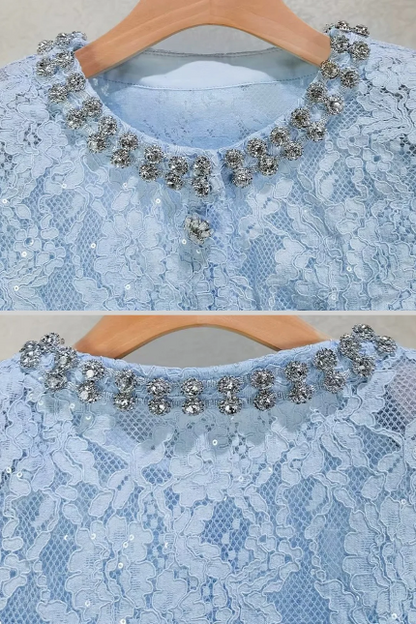 Diamond Embellished Lace Two-Piece Set