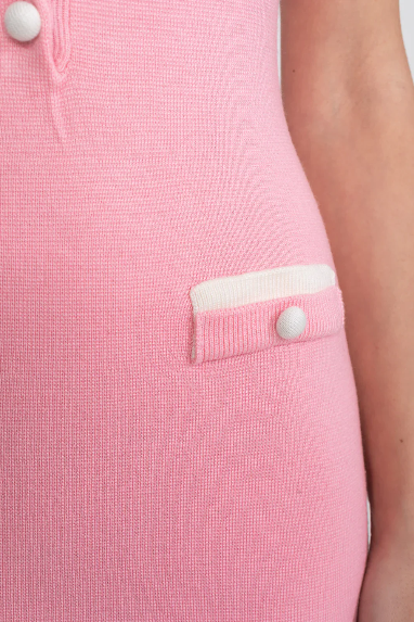 Contrast Trim Ribbed Knit Midi Dress