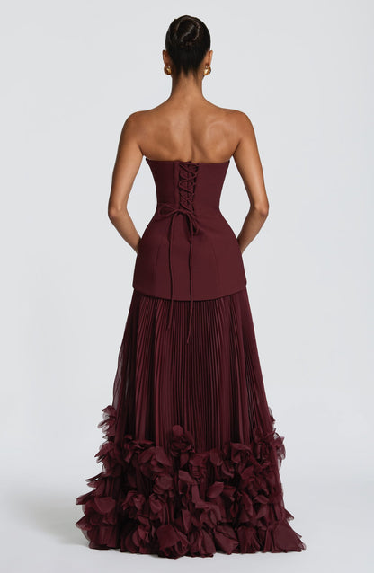 Cherry Strapless Floral Gown