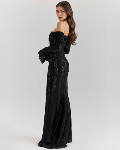 Floral Lace Off-Shoulder Maxi Dress