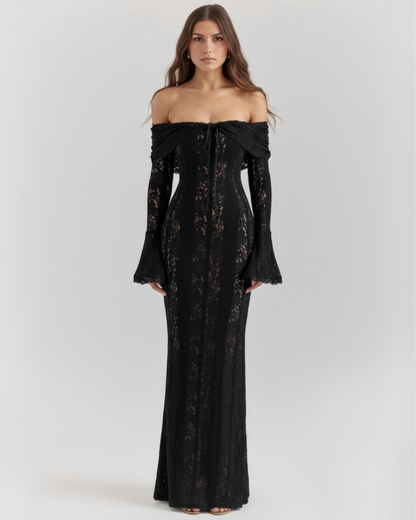 Floral Lace Off-Shoulder Maxi Dress