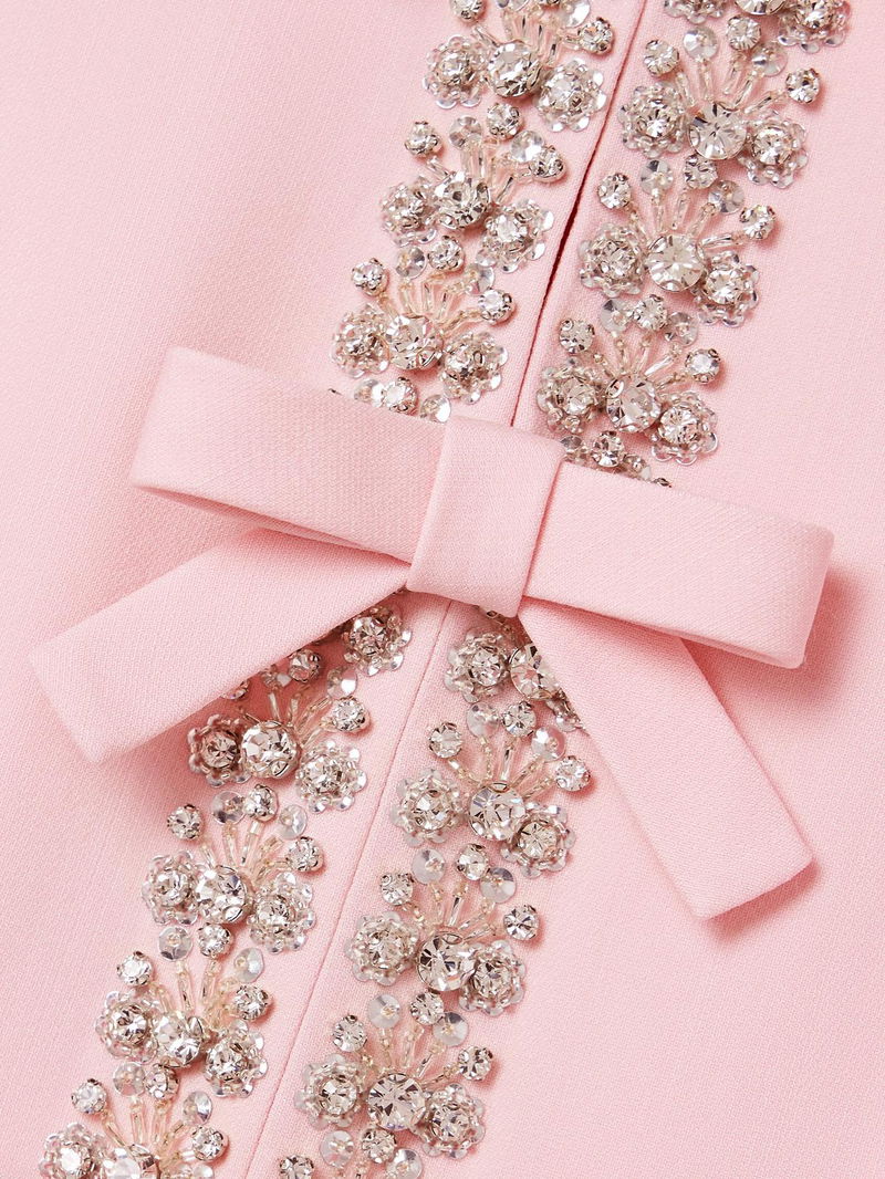 Pink Bow Embellished Midi Dress