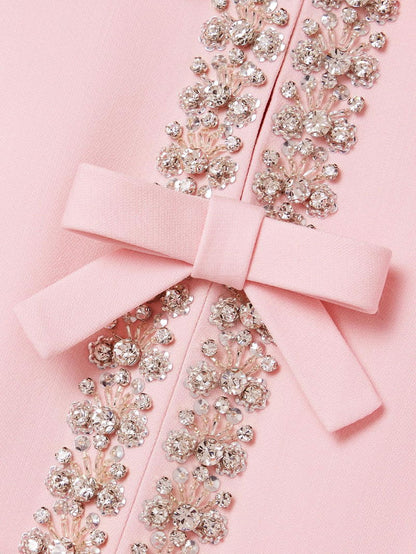 Pink Bow Embellished Midi Dress