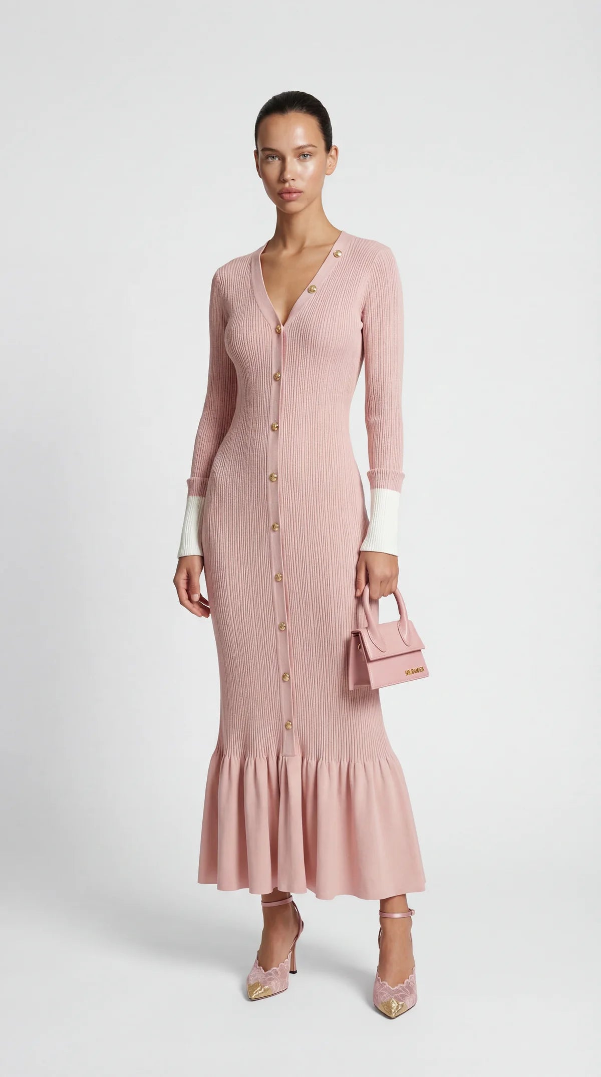 Jewel Button Fishtail Dress