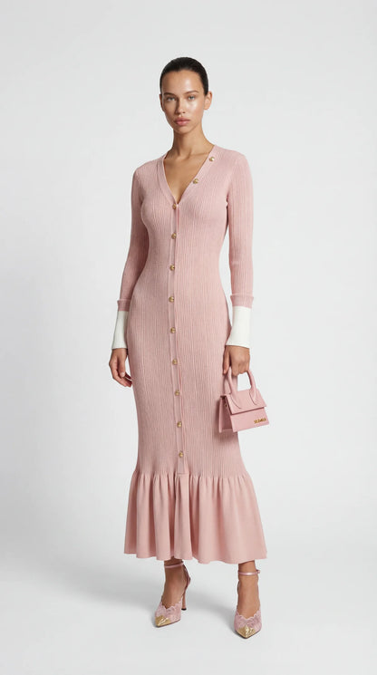 Jewel Button Fishtail Dress